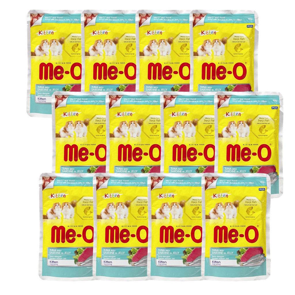 [Bundle of 12] Me-O Wet Cat Food 80g Pouch – Jelly, Gravy & Pate TunaJellySardine (K)
