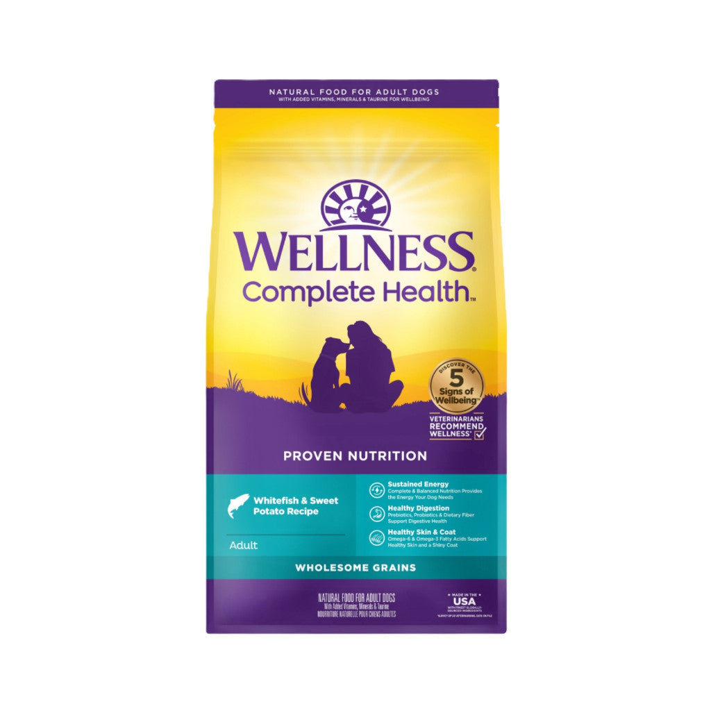 Wellness Complete Health Dry Dog Food 4lb-30lb - Balanced Nutrition, Supports Digestion, Immune Booster Whitefish & Potato 30lb (Adult)