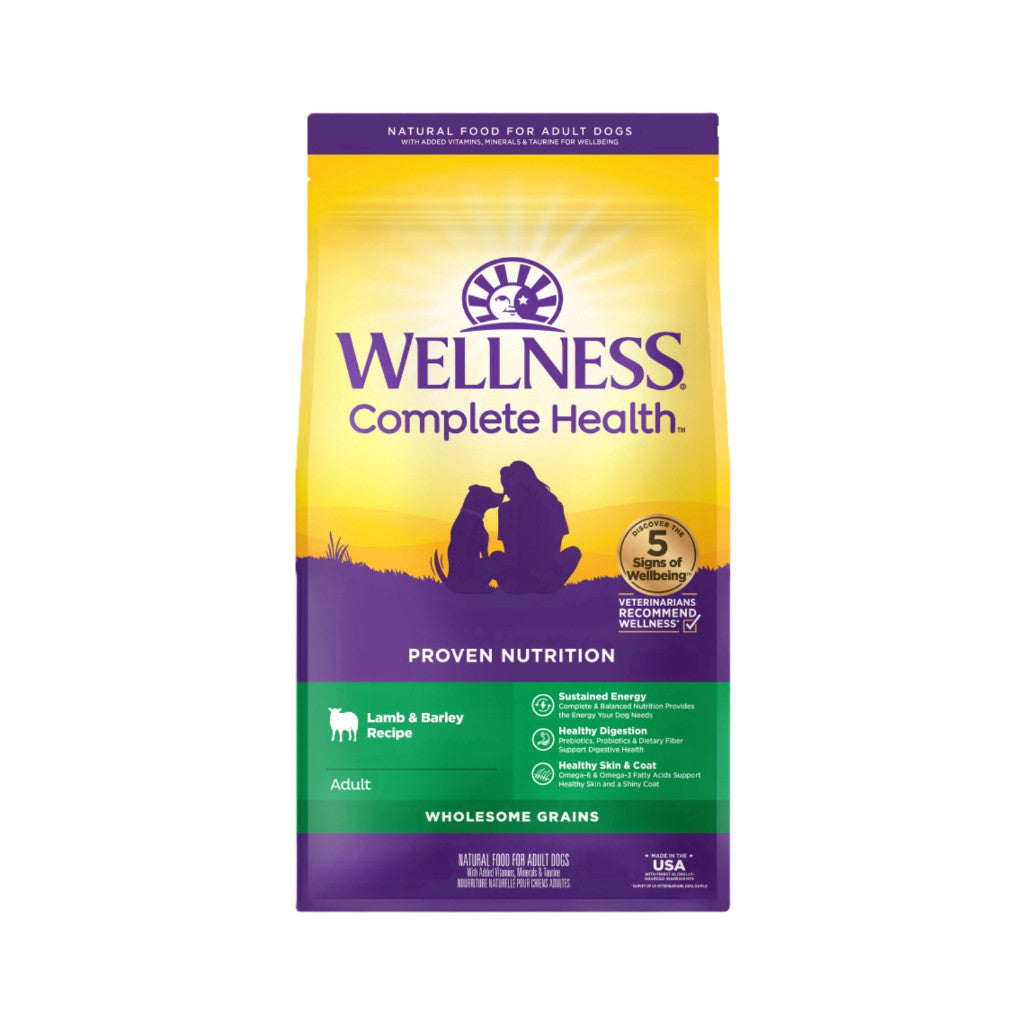 Wellness Complete Health Dry Dog Food 4lb-30lb - Balanced Nutrition, Supports Digestion, Immune Booster Lamb & Barley 30lb (Adult)