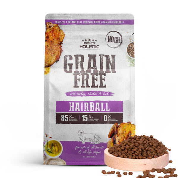 Absolute Holistic Grain Free Dry Food for Cats 3lbs - Hairball, Coat Care, Indoor, Urinary Health & Kitten Nutrition
