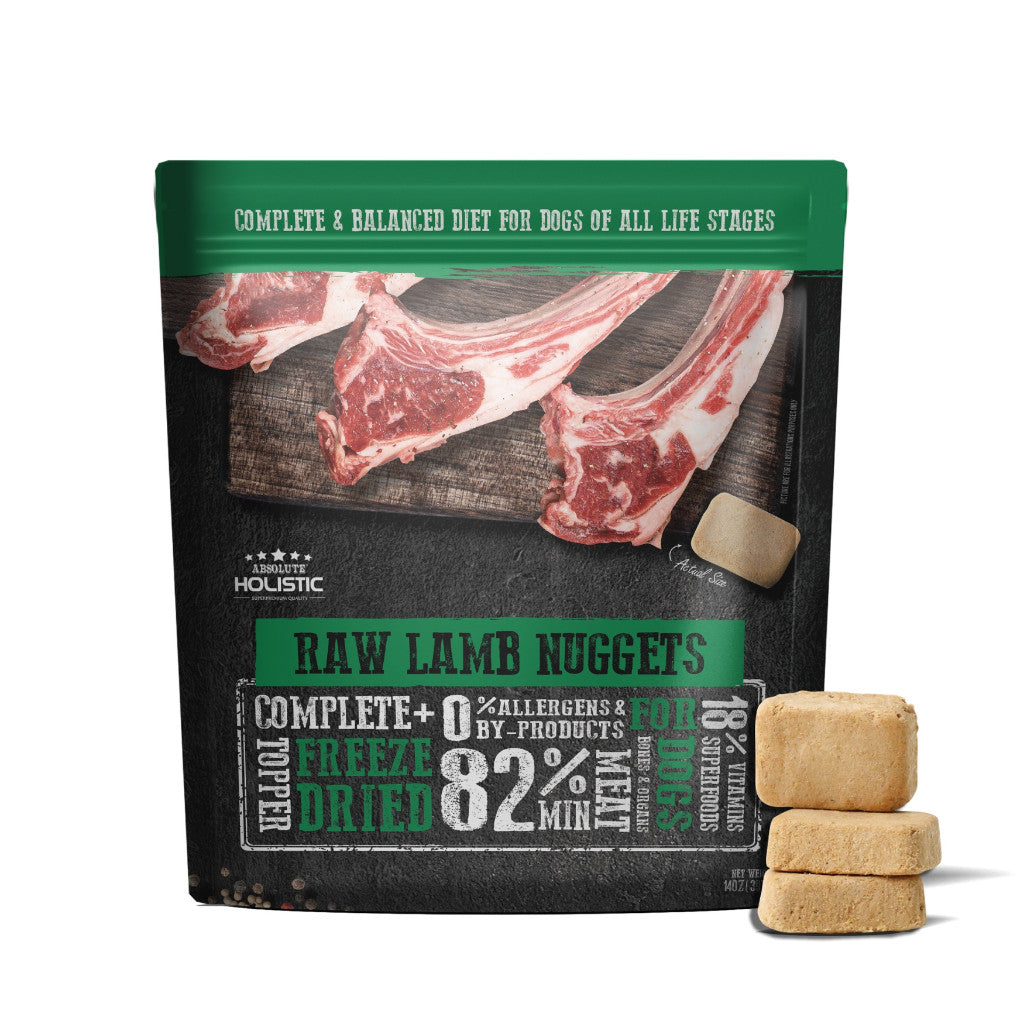 Absolute Holistic Raw Nuggets Freeze Dried Dog Food 14oz - Complete & Balanced Diet Snacks For Dogs Lamb