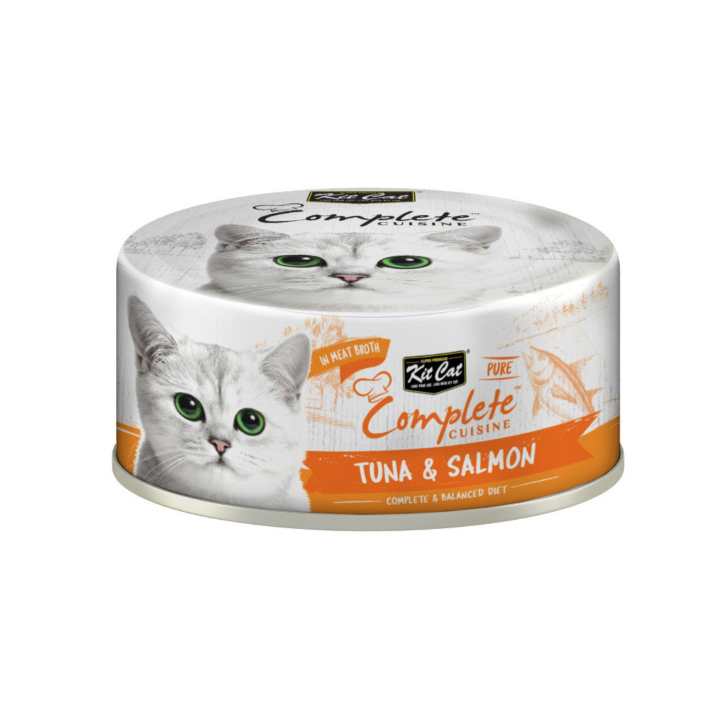[Bundle of 24] Kit Cat Pure Complete Cuisine Wet Cat Food 70g - Complete & Balanced Meal Tuna & Salmon