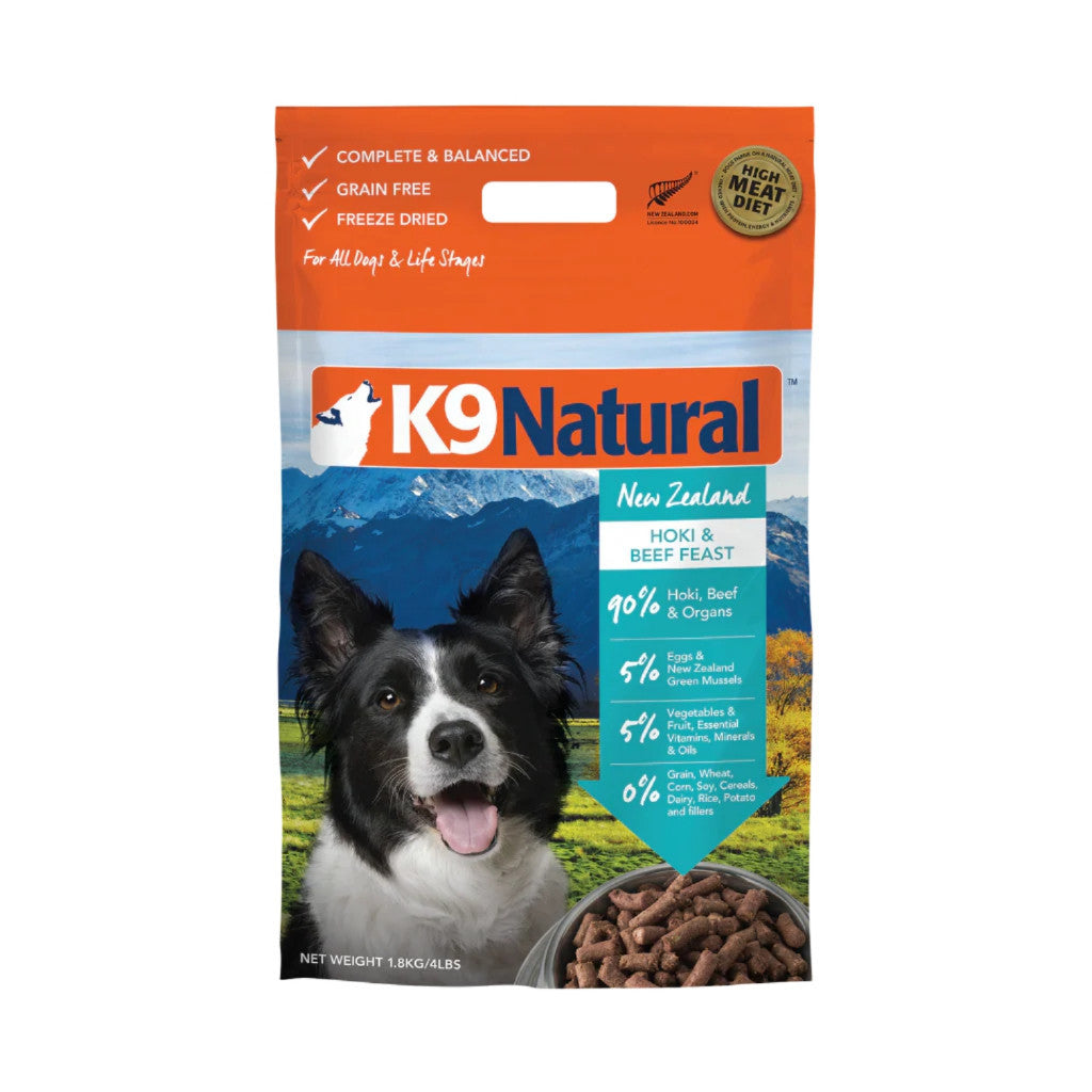 K9 Natural Freeze Dried 1.8kg / 3.6kg - High Protein Complete Balanced Meal for Dogs Hoki & Beef 1.8kg