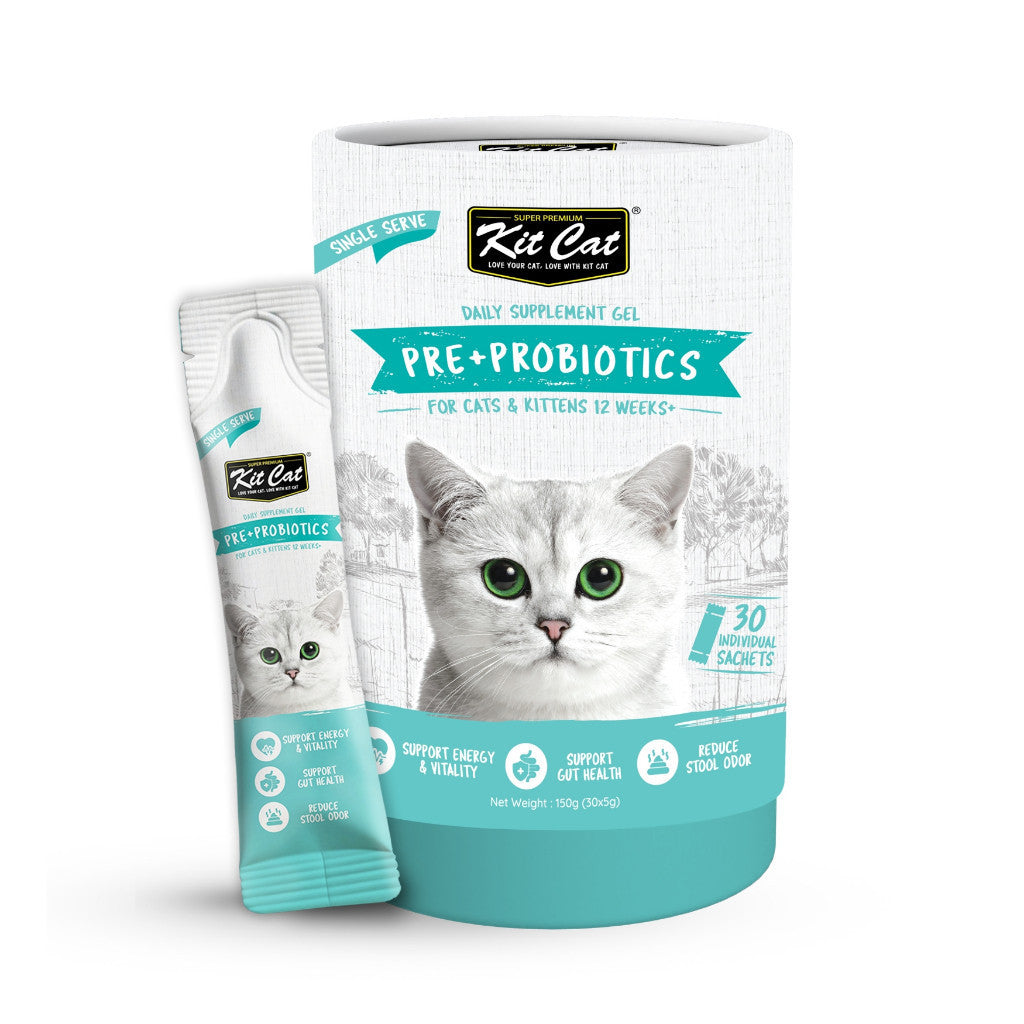 Kit Cat Daily Nutritional Supplement Gel For Cats | Tub (5g x 30 sticks) | Pet Health Support Pre+Probiotic