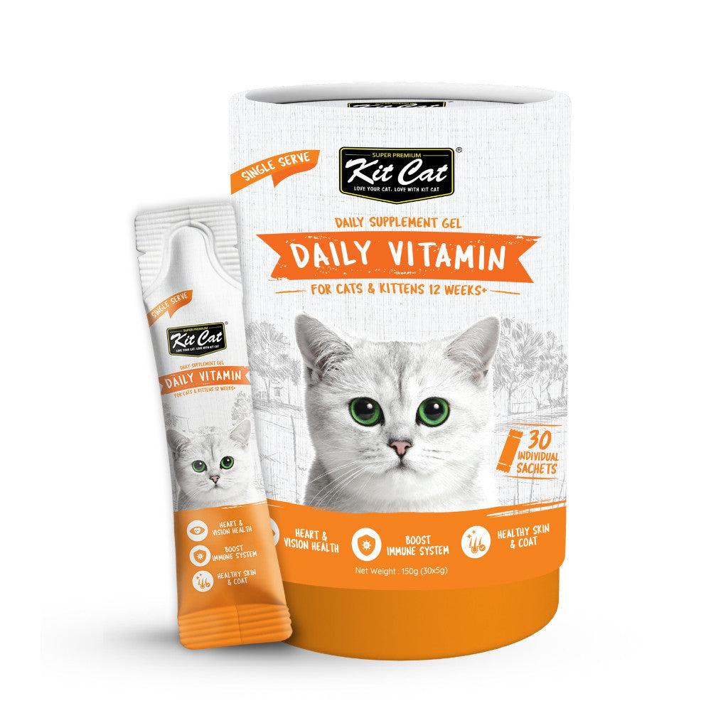 Kit Cat Daily Nutritional Supplement Gel For Cats | Tub (5g x 30 sticks) | Pet Health Support Daily Vitamin