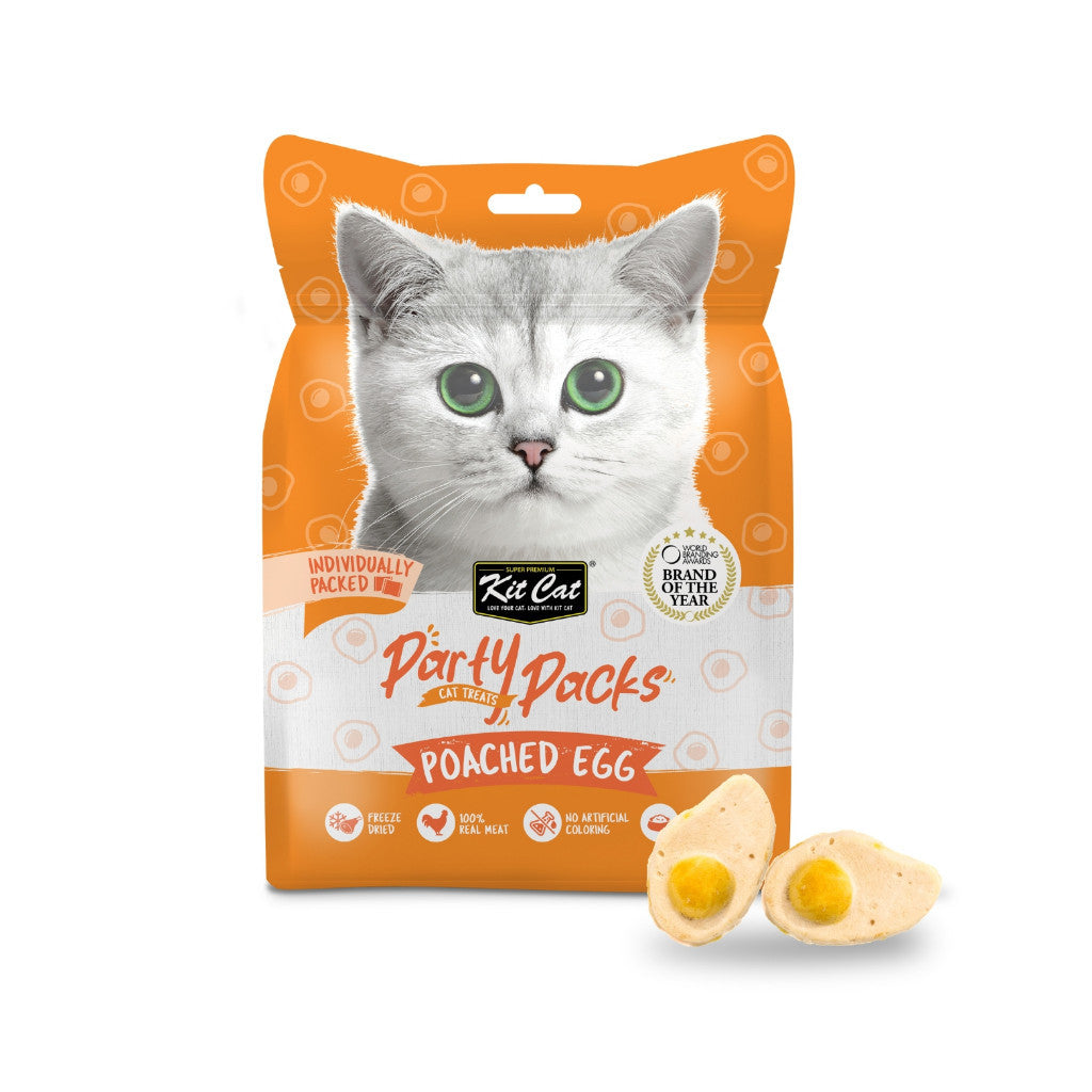 Kit Cat Party Packs Freeze Dried Cat Treats 30g Poached Egg