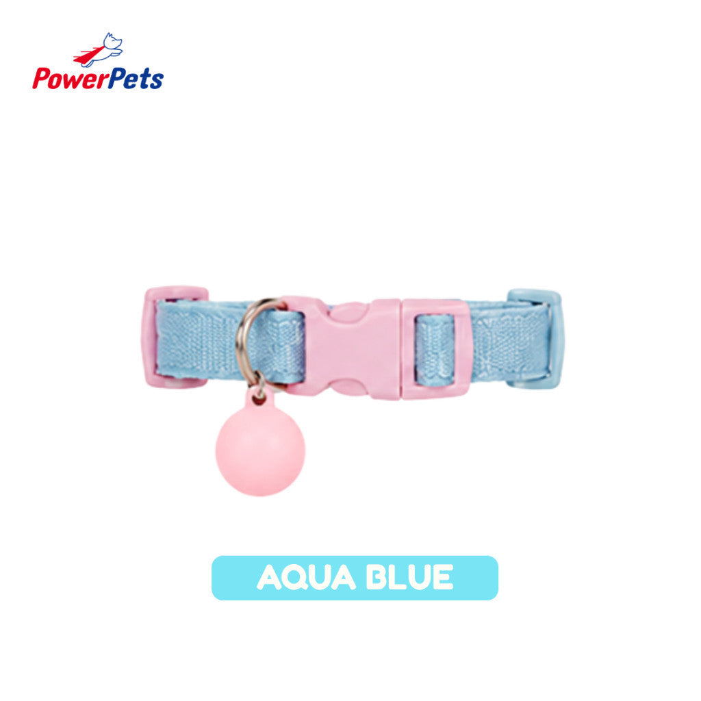 PowerPets Pet Collar - Adjustable Fit Safety Buckle Quick Release Comfortable Premium Daily Wear Aqua Blue