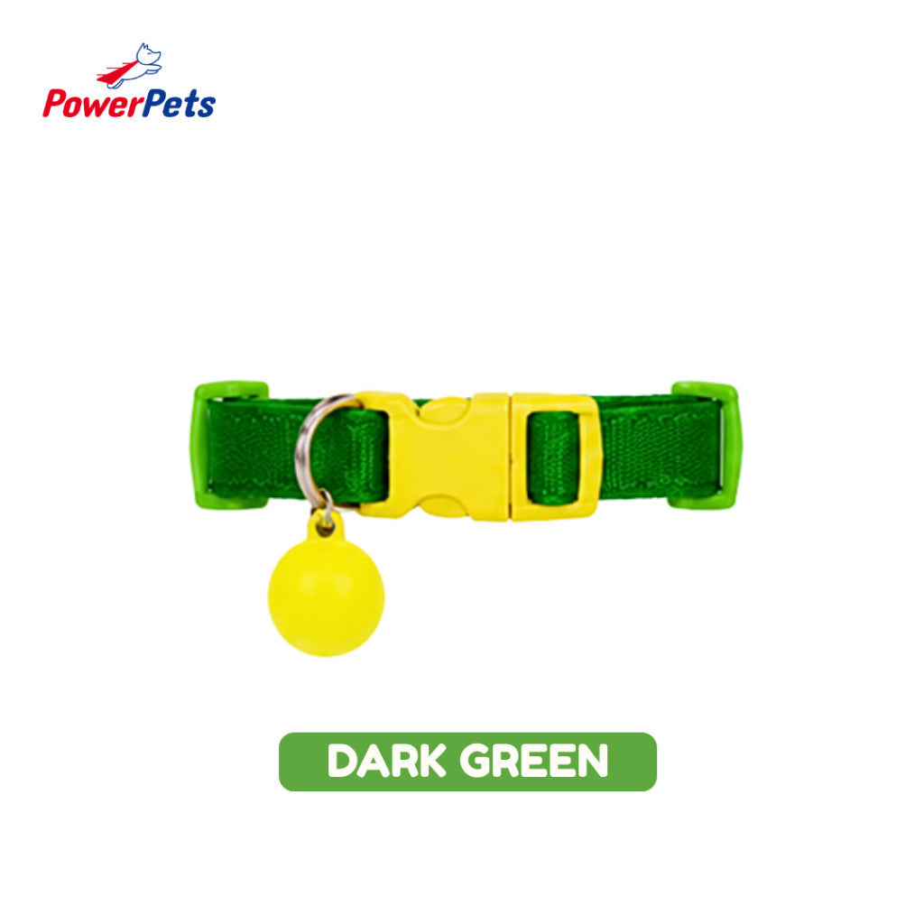 PowerPets Pet Collar - Adjustable Fit Safety Buckle Quick Release Comfortable Premium Daily Wear Dark Green