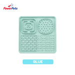 PowerPets Silicone Slow Feeder For Pets - Food-Safe Silicone Non-Toxic Pet Bowl Training Licking Pad Square Blue