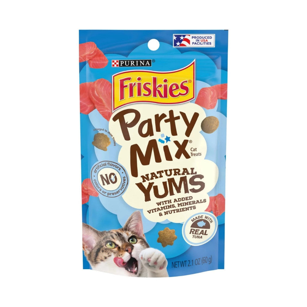 Purina Friskies Party Mix Natural Yums 60g - Crunchy Snacks Cat Treats Tuna