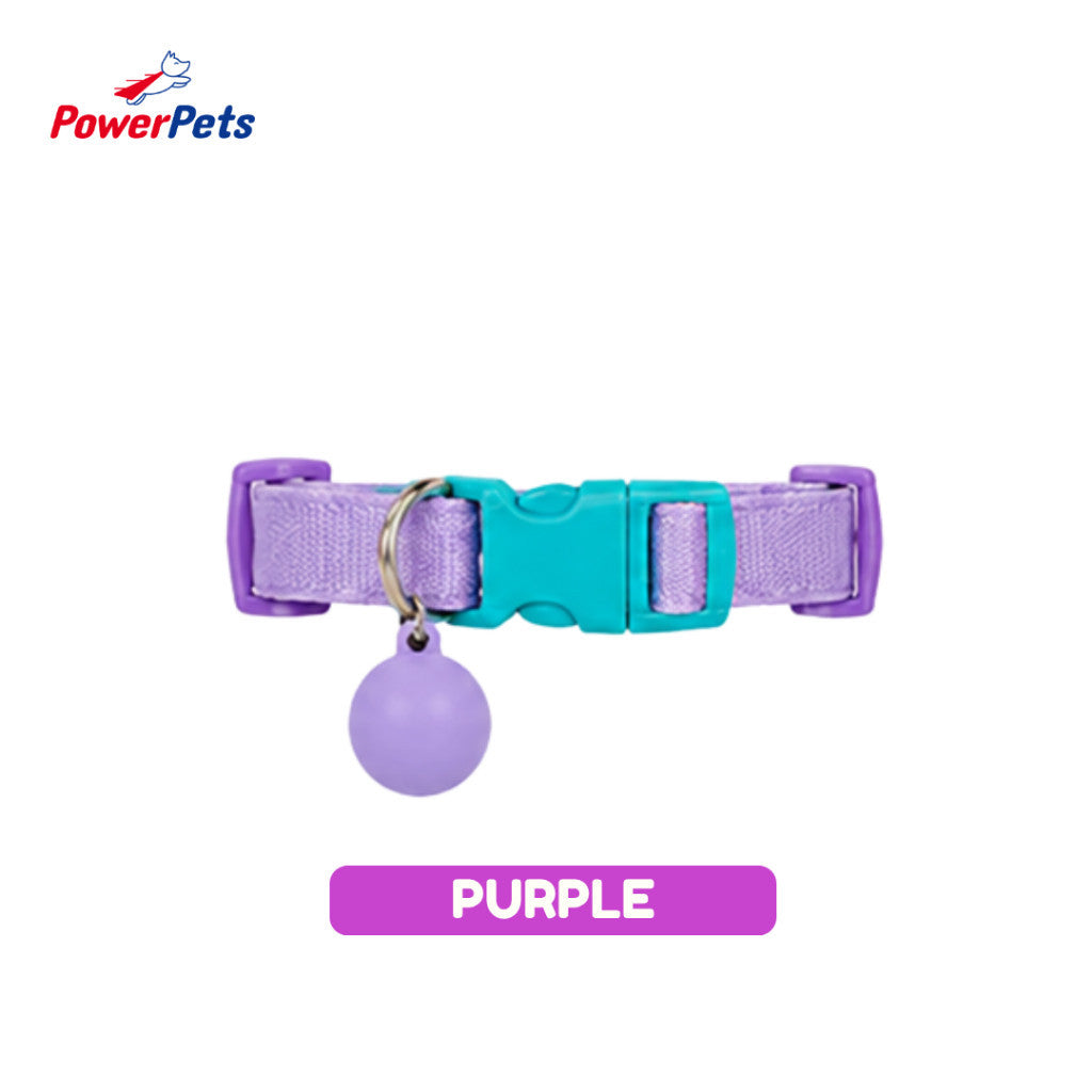 PowerPets Pet Collar - Adjustable Fit Safety Buckle Quick Release Comfortable Premium Daily Wear Purple