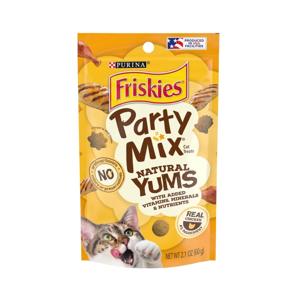 Purina Friskies Party Mix Natural Yums 60g - Crunchy Snacks Cat Treats Chicken