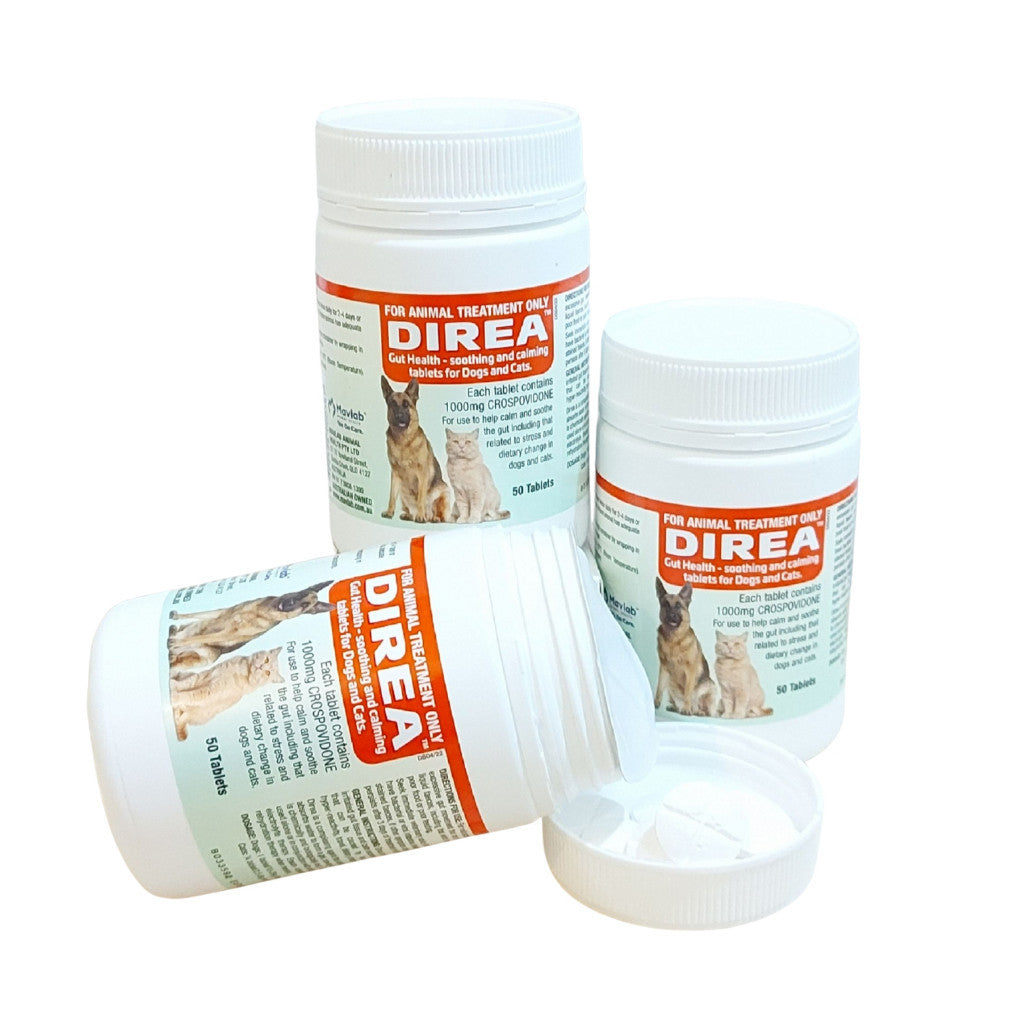 DIREA 50 Tablets - Gut Calming Supplement For Dogs & Cats