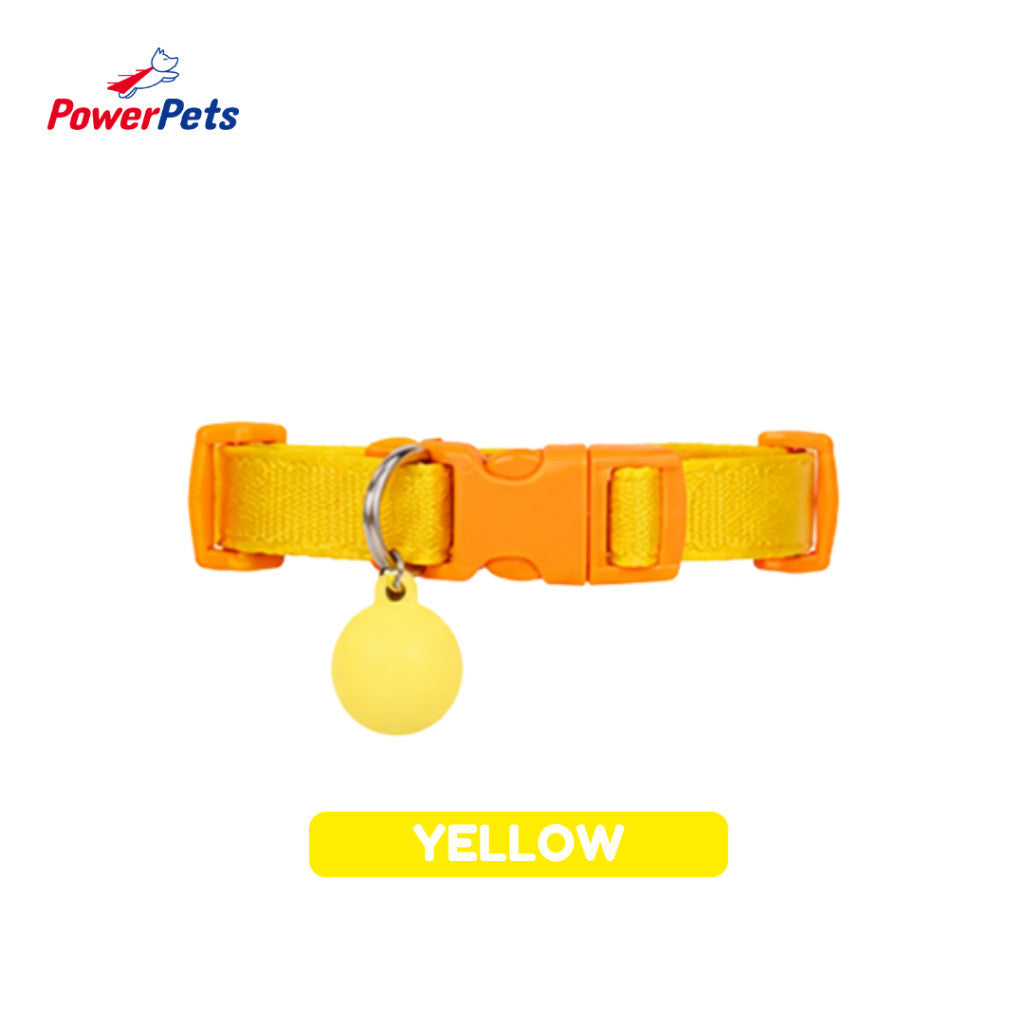 PowerPets Pet Collar - Adjustable Fit Safety Buckle Quick Release Comfortable Premium Daily Wear Yellow