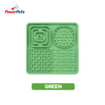 PowerPets Silicone Slow Feeder For Pets - Food-Safe Silicone Non-Toxic Pet Bowl Training Licking Pad Square Green