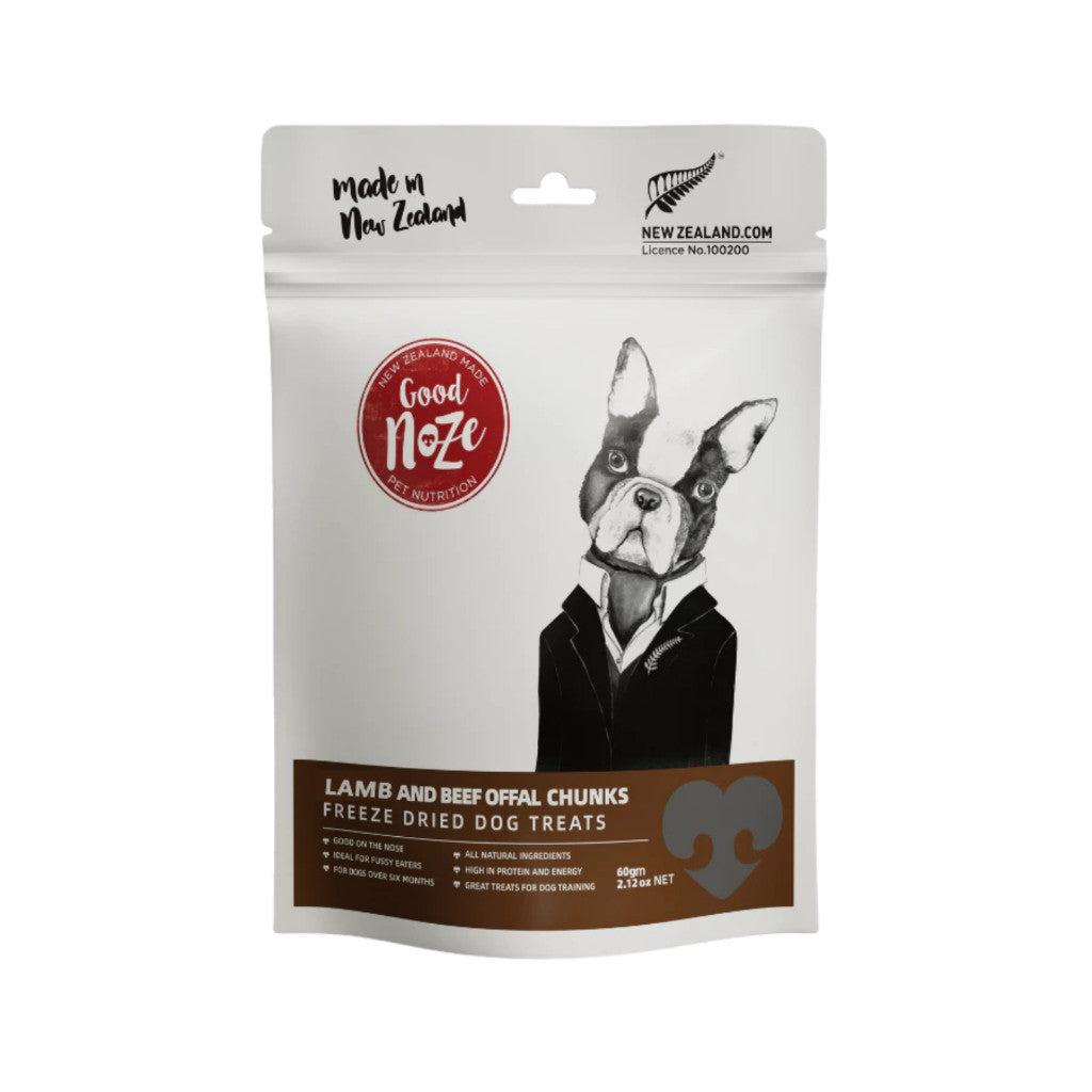 Good Noze Freeze-Dried Treats For Cat & Dog 60g 65g 100g - Complete Meal for All Life Stages Dog Lamb & Beef Offal 60g