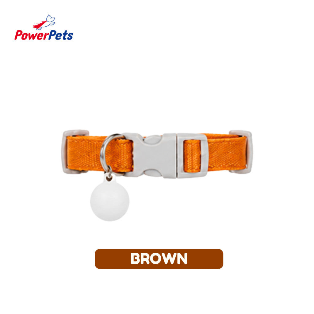 PowerPets Pet Collar - Adjustable Fit Safety Buckle Quick Release Comfortable Premium Daily Wear Brown