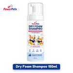 Powerpets Pet Dry Foam Shampoo 150ml - No Rinsing Gentle Foam Cleanser Deodorizing & Itch Relief PP Dry Shampoo 150ml