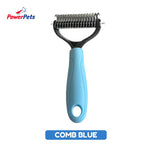 PowerPets Hair Comb & Hair Brush For Pets - Grooming Hair Care & Reduces Shedding Hair Comb (Blue)