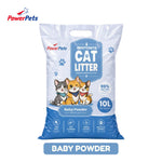 Powerpets Bentonite Cat Litter 10L - Deodorizing Natural Fast Clumping Low Dust Easy Absorbent Baby Powder