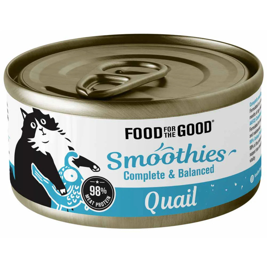 Food for the Good Smoothies Wet Can Cat Food 80g - Complete & Balanced Cat Meal Quail