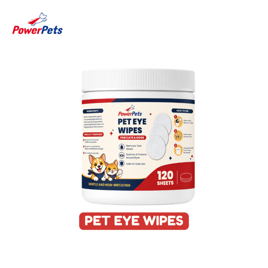 PowerPets Pet Wipes - Eye Wipes, Ear Wipes, Dental Finger Wipes & Ear Swab for Dogs & Cats Eye Wipes (120pcs)