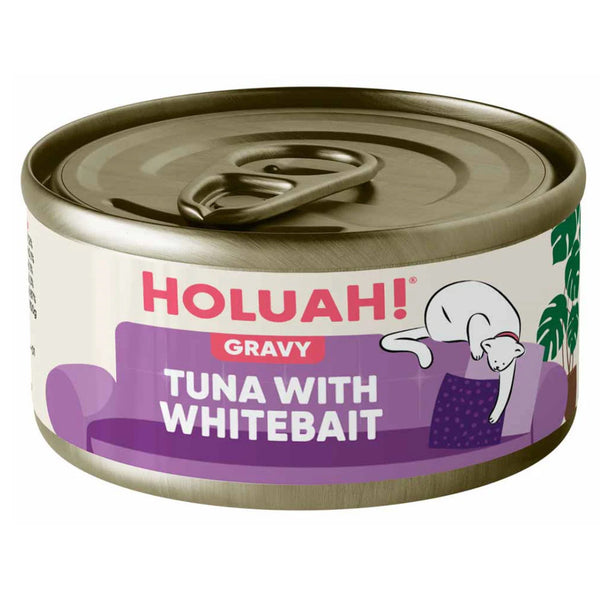 Holuah Tuna in Gravy Can Cat Food 80g - Tender Tuna Chunks Complete & Balanced Food for Cats