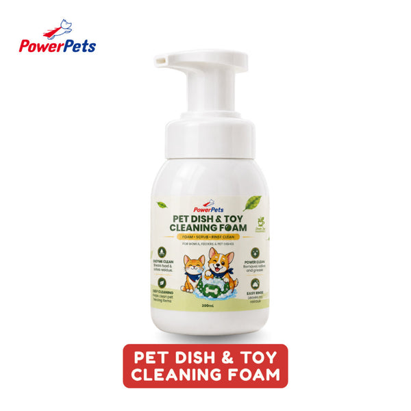 Powerpets Pet Dish & Toy Cleaning Foam 300ml - Multi-purpose Cleaner Enzymes Clean Green Tea Scent