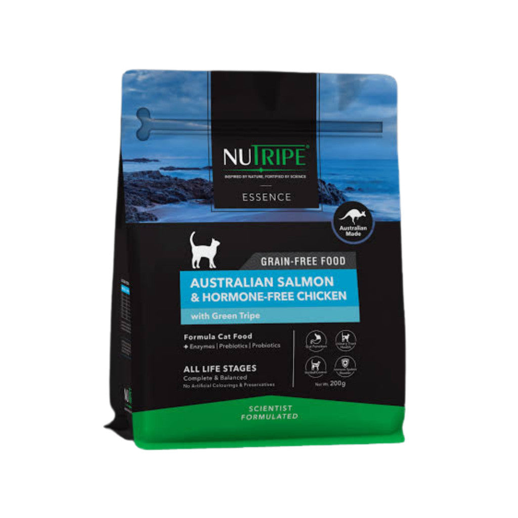 Nutripe Essence Australian Green Tripe Dry Food 200g - Complete Nutritious High Protein Meal For Cats & Dogs Salmon & Chicken - Cat
