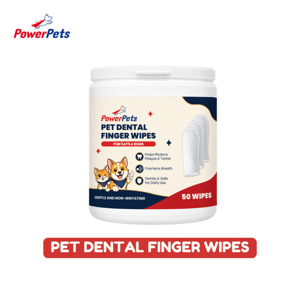 PowerPets Pet Wipes - Eye Wipes, Ear Wipes, Dental Finger Wipes & Ear Swab for Dogs & Cats Dental Wipes (50pcs)
