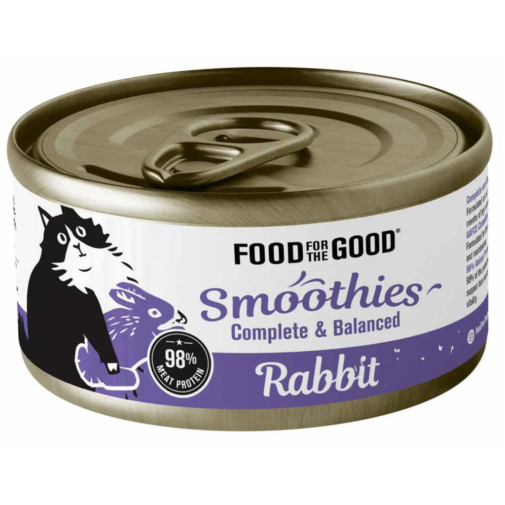 Food for the Good Smoothies Wet Can Cat Food 80g - Complete & Balanced Cat Meal Rabbit