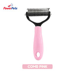 PowerPets Hair Comb & Hair Brush For Pets - Grooming Hair Care & Reduces Shedding Hair Comb (Pink)