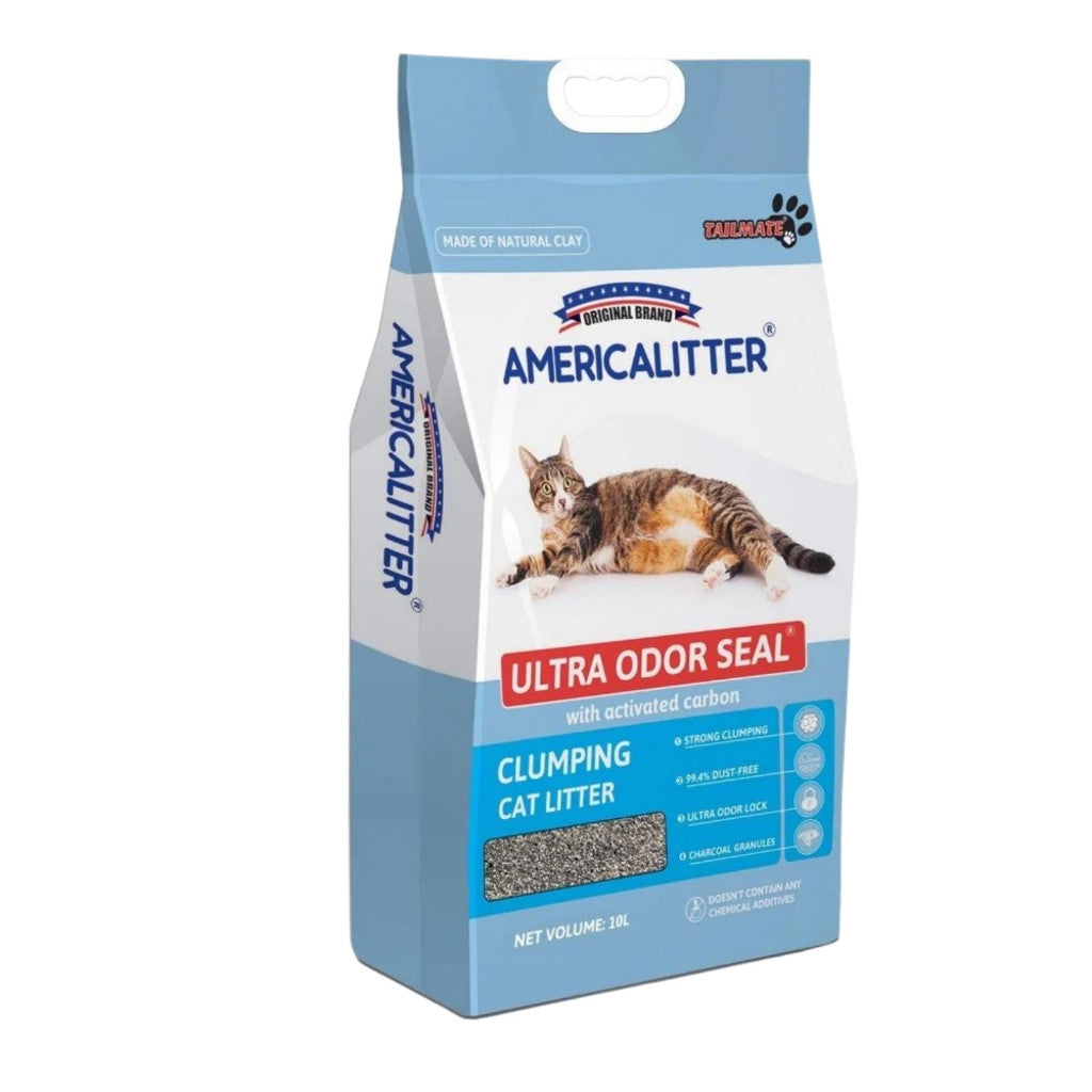 Americalitter Cat Litter 10L – Natural Tofu Formula, Quick Clumping & Odour Seal Ultra Odour Seal 10L
