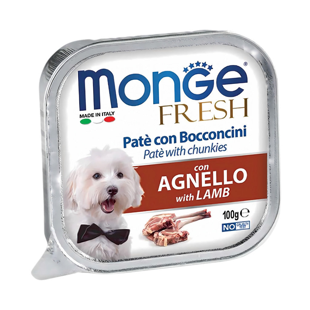 [Bundle of 16] Monge Fresh Pate & Fruits Dog Wet Food 100g - Nutritious Complete & Balanced Lamb