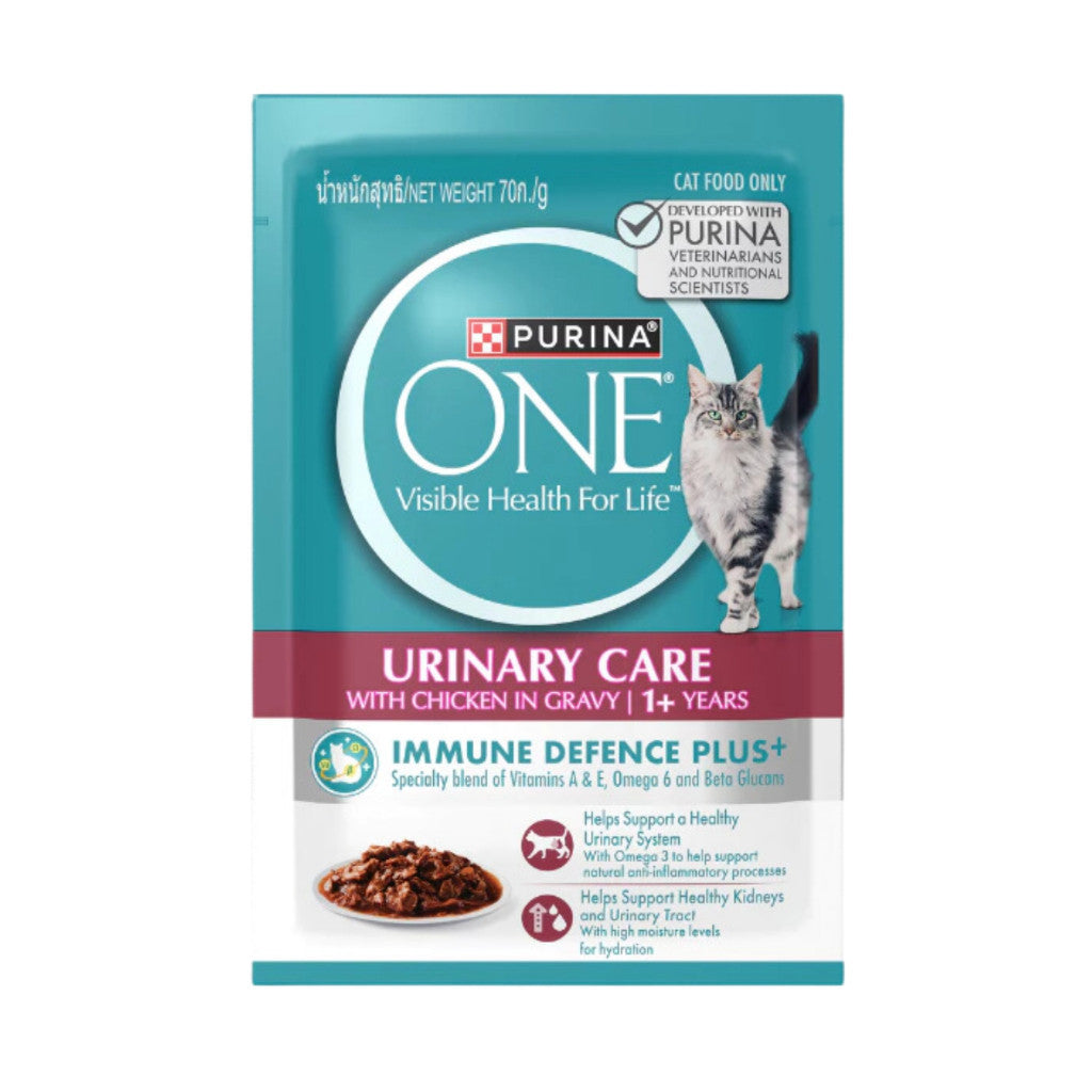 [Bundle of 12] Purina ONE Wet Cat Food Pouch 70g – Tender Meat in Gravy Urinary Care