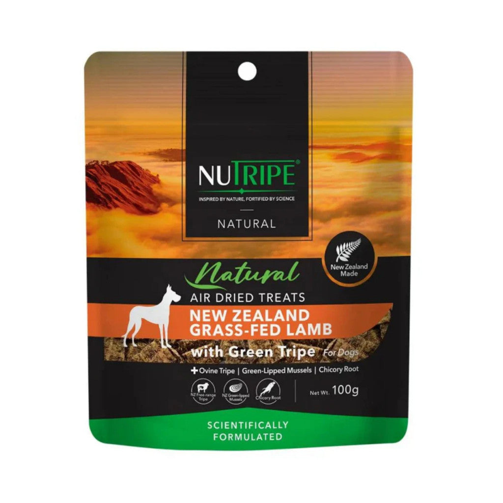 Nutripe Natural Air-Dried Dog Treats With Green Tripe 100g - Premium NZ Grass-Fed Meat Dog Food Lamb