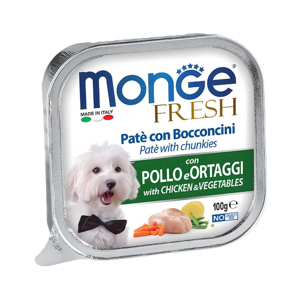 [Bundle of 16] Monge Fresh Pate & Fruits Dog Wet Food 100g - Nutritious Complete & Balanced Chicken & Vegetable