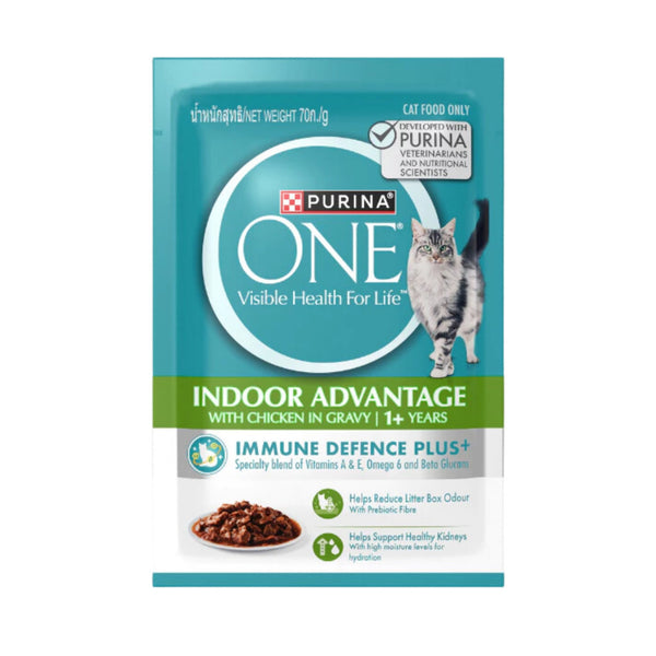 [Bundle of 12] Purina ONE Wet Cat Food Pouch 70g – Tender Meat in Gravy