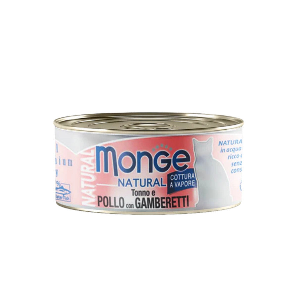[Bundle of 24] Monge Cat Wet Canned Food 80g - Jelly | Natural | Delicate Tuna & Chicken With Shrimps