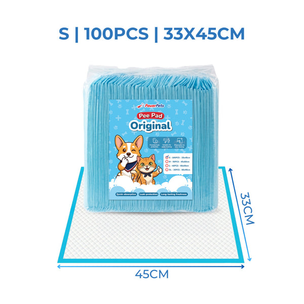 [Bundle of 8] PowerPets Pet Pee Pad S-XL Size | 20pcs-100pcs – Leak-Proof Odor Control Absorbent Dog Training Pads