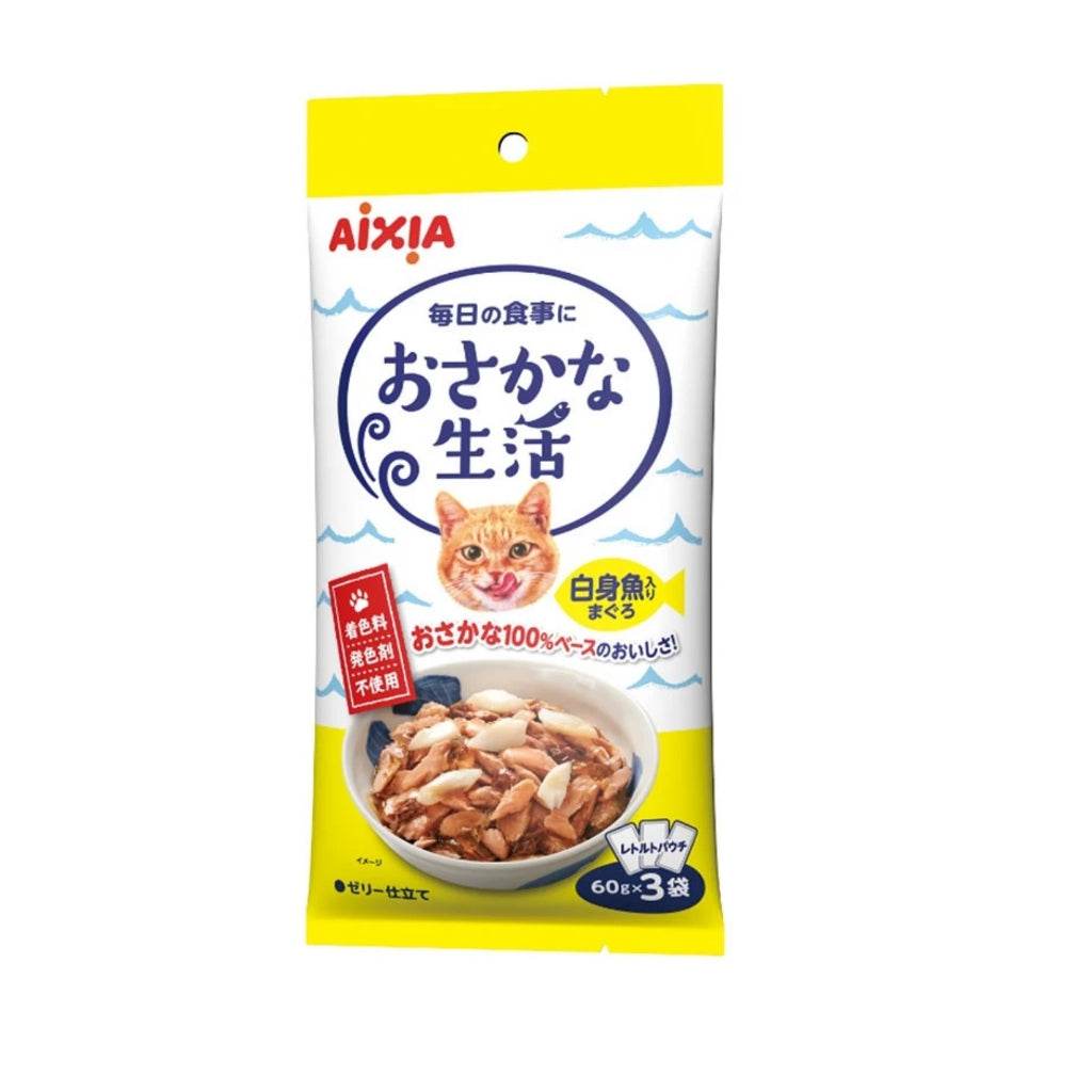 Aixia Fish & Meat Life Wet Cat Food 60g x 3 OS12 Tuna WhiteFish