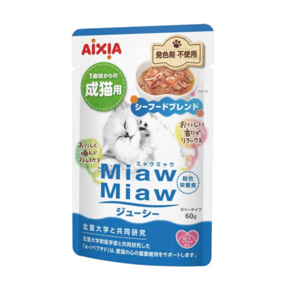 Aixia Miaw Miaw Juicy Pouch Wet Cat Food 60g-70g MJ6 Seafood Blend 60g