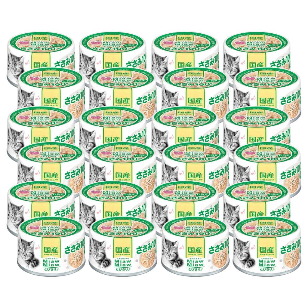 [Bundle of 24] Aixia Miaw Miaw Tobikiri Wet Cat Canned Food 60g MT6 Chicken Whitebait