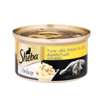 Sheba Deluxe Canned Wet Cat Food 85g - High-Protein Meal for Cats Tuna White Meat w Prawn in Jelly