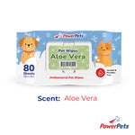 PowerPets Antibacterial Scented Pet Wet Wipes 80 Sheets – Alcohol & Paraben-Free, Gentle On Skin Aloe Vera