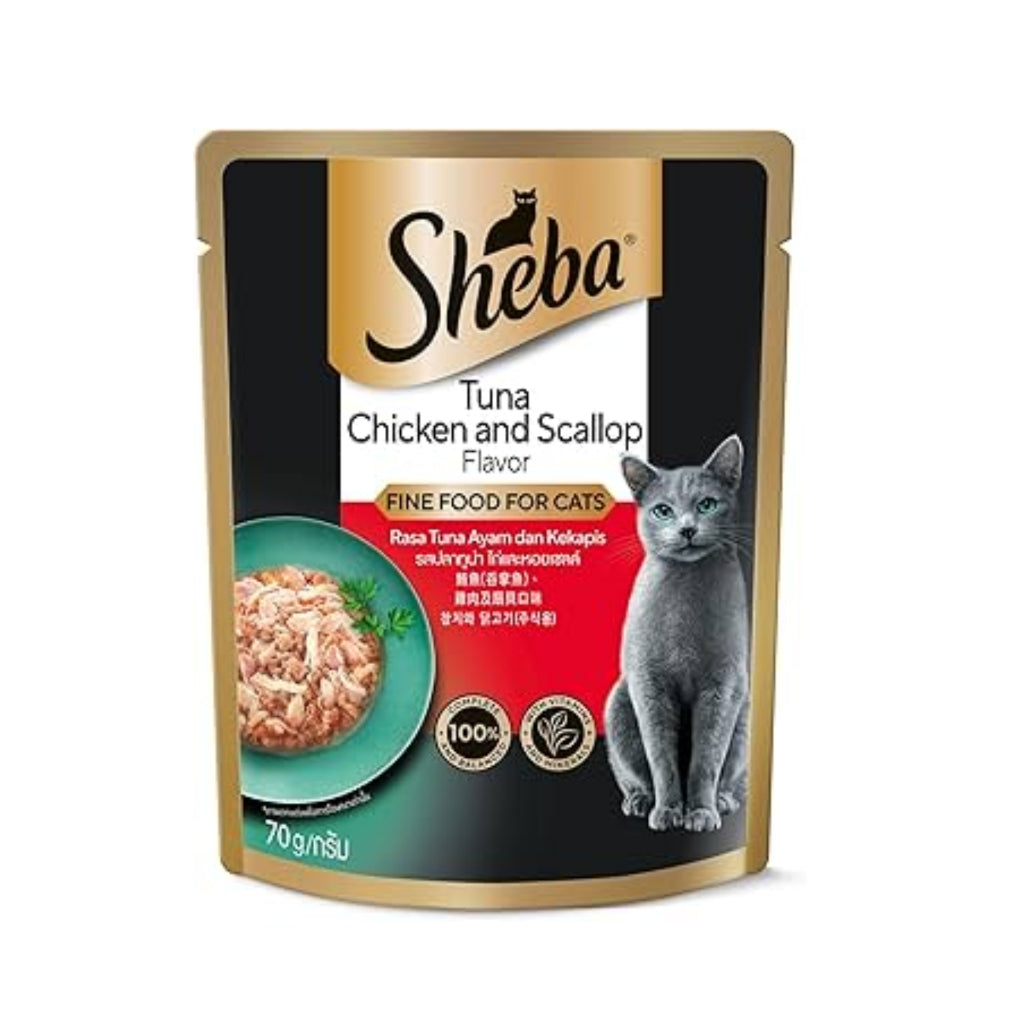 Sheba Cat Wet Food Pouch 70g Tuna Chicken Scallop