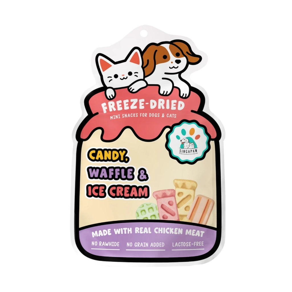 Singapaw Freeze Dried Ice Cream, Waffle & Muffin Chicken Meat Minis 40g