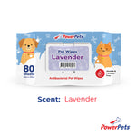 PowerPets Antibacterial Scented Pet Wet Wipes 80 Sheets – Alcohol & Paraben-Free, Gentle On Skin Lavender