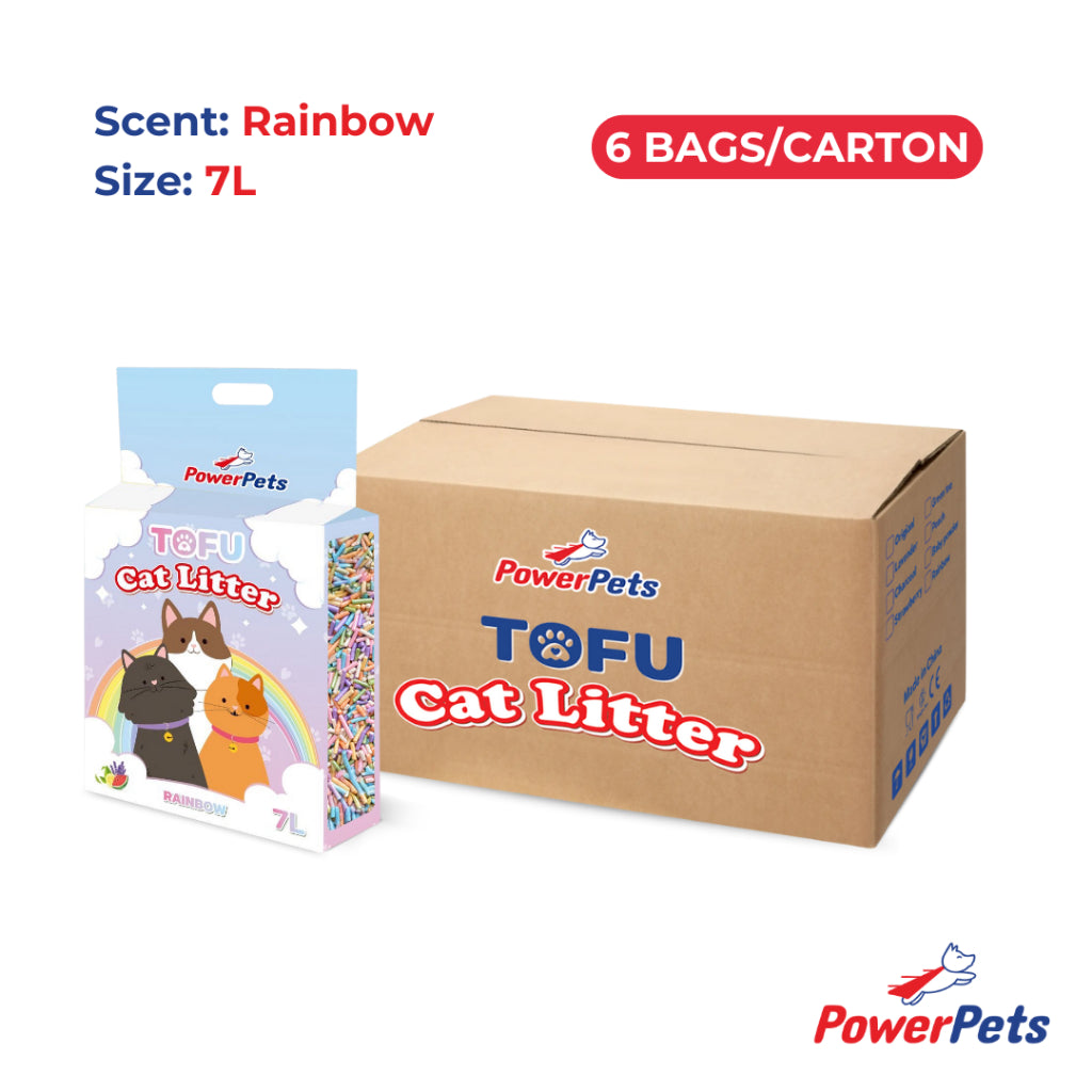 [Bundle of 6] PowerPets Tofu Cat Litter 7L – Dust-Free, Odor Control, Eco-Friendly Rainbow 7L