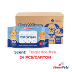 [Bundle of 24] PowerPets Antibacterial Pet Wet Wipes 80 Sheets – Alcohol & Paraben-Free, Hypoallergenic Unscented (Non Antibacterial)
